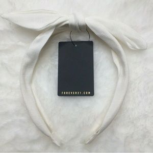 Forever 21 white linen bow headband